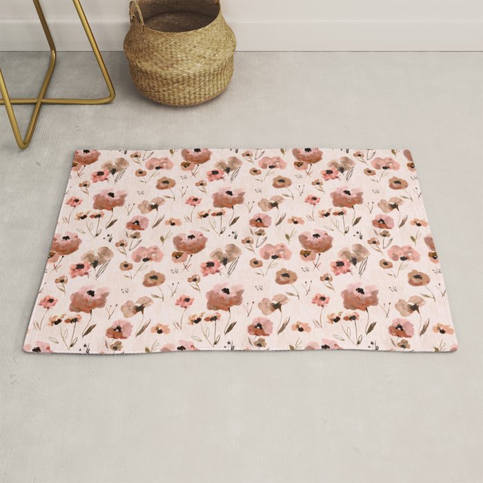 Farmhouse floral - pink Rug Gallery Image 1