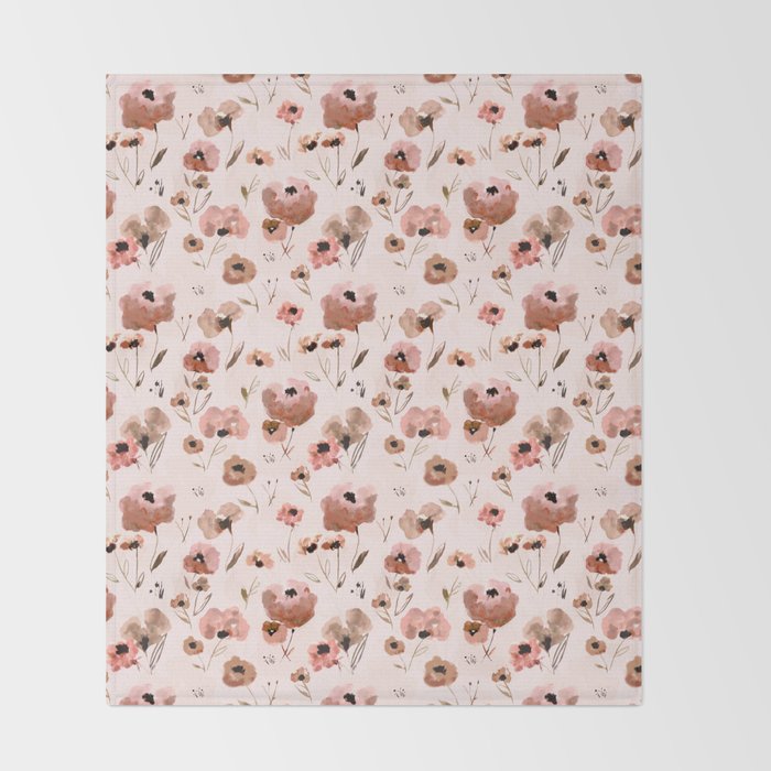 Farmhouse floral - pink Throw Blanket Gallery Image 2