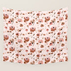 Farmhouse floral - pink Wall Tapestry Gallery Image 4