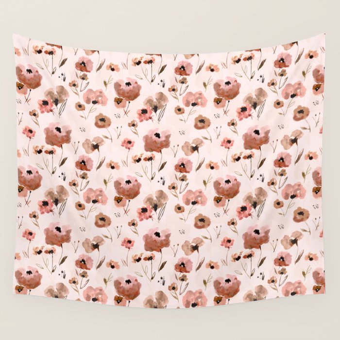 Farmhouse floral - pink Wall Tapestry Gallery Image 4