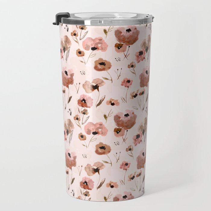 Farmhouse floral - pink Travel Mug Gallery Image 3