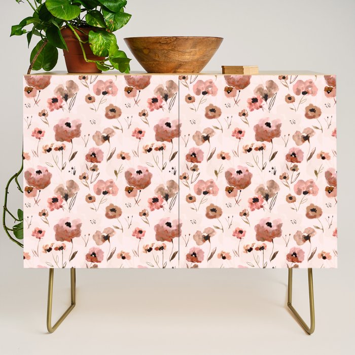 Farmhouse floral - pink Credenza Gallery Image 1