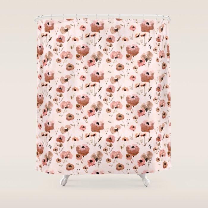 Farmhouse floral - pink Shower Curtain Gallery Image 1