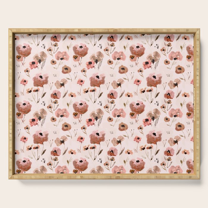 Farmhouse floral - pink Serving Tray Gallery Image 1
