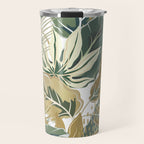 Wild Tropical Prints, Green and Gold Travel Mug Gallery Image 1