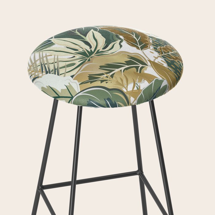 Wild Tropical Prints, Green and Gold Stool Gallery Image 2