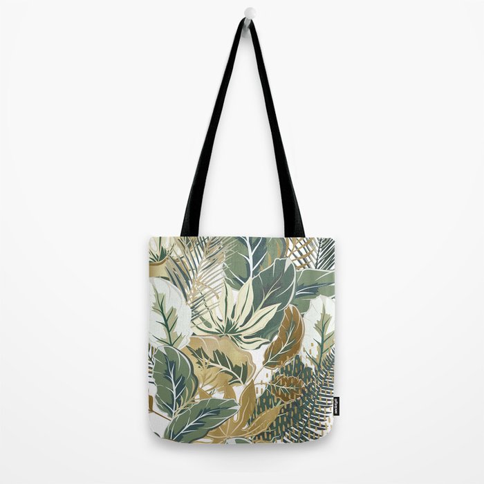 Wild Tropical Prints, Green and Gold Tote Bag Gallery Image 2