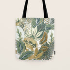 Wild Tropical Prints, Green and Gold Tote Bag Gallery Image 1