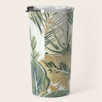 Wild Tropical Prints, Green and Gold Travel Mug Gallery Image 3