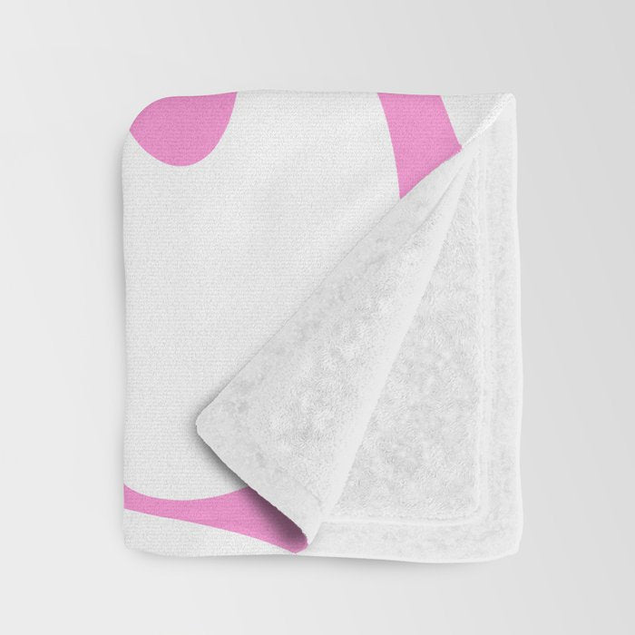 Retro Modern Soft Curves Abstract Pattern in Preppy Pink and White Throw Blanket Gallery Image 3