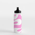 Retro Modern Soft Curves Abstract Pattern in Preppy Pink and White Water Bottle Gallery Image 3