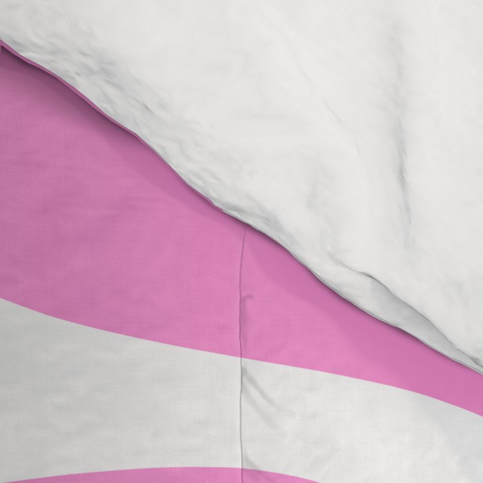 Retro Modern Soft Curves Abstract Pattern in Preppy Pink and White Comforter Gallery Image 4