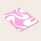 Retro Modern Soft Curves Abstract Pattern in Preppy Pink and White Notebook Gallery Image 2