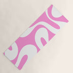 Retro Modern Soft Curves Abstract Pattern in Preppy Pink and White Yoga Mat Gallery Image 1