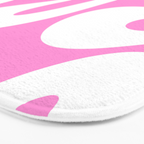 Retro Modern Soft Curves Abstract Pattern in Preppy Pink and White Bath Mat Gallery Image 3
