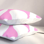 Retro Modern Soft Curves Abstract Pattern in Preppy Pink and White Pillow Sham Gallery Image 3