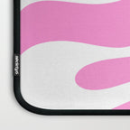 Retro Modern Soft Curves Abstract Pattern in Preppy Pink and White Laptop Sleeve Gallery Image 3