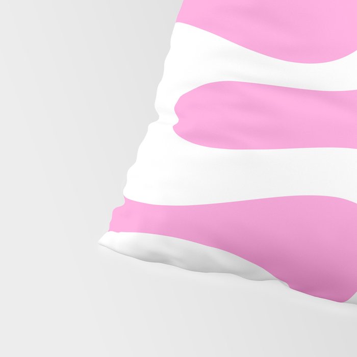 Retro Modern Soft Curves Abstract Pattern in Preppy Pink and White Pillow Sham Gallery Image 4