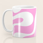 Retro Modern Soft Curves Abstract Pattern in Preppy Pink and White Coffee Mug Gallery Image 3