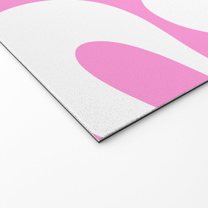 Retro Modern Soft Curves Abstract Pattern in Preppy Pink and White Welcome Mat Gallery Image 2