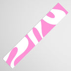 Retro Modern Soft Curves Abstract Pattern in Preppy Pink and White Table Runner Gallery Image 3