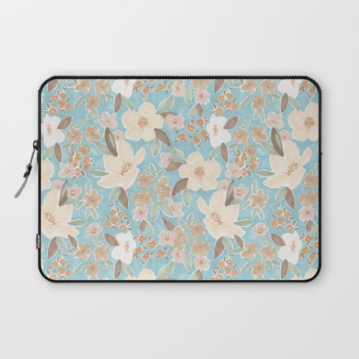 Ditsy Marker Florals - Turquoise Laptop Sleeve Gallery Image 1