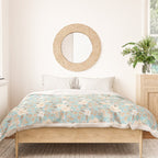 Ditsy Marker Florals - Turquoise Duvet Cover Gallery Image 3