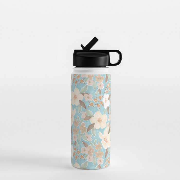 Ditsy Marker Florals - Turquoise Water Bottle Gallery Image 1
