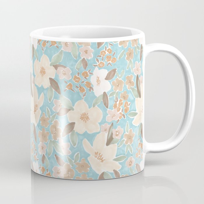 Ditsy Marker Florals - Turquoise Coffee Mug Gallery Image 1