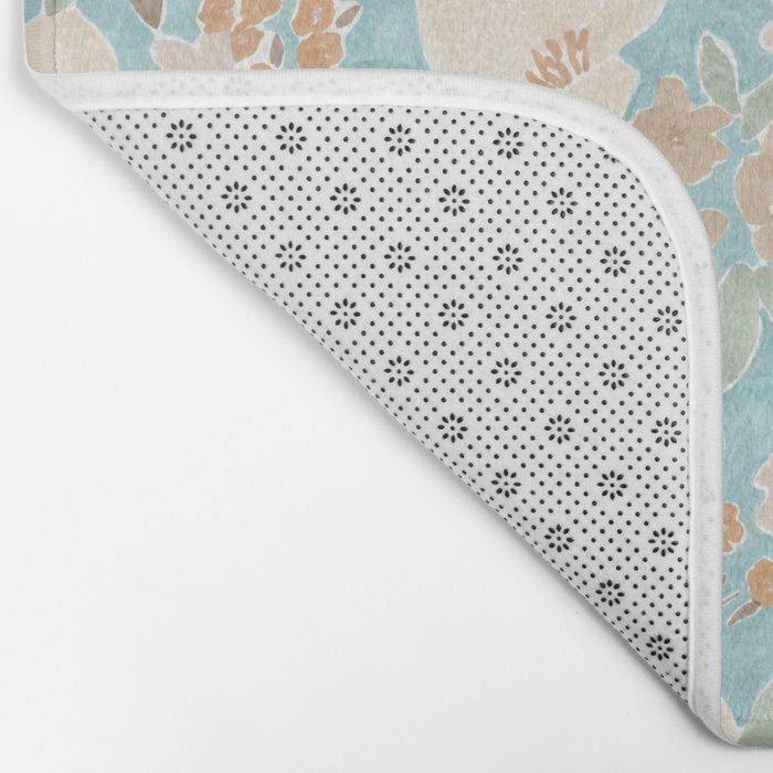 Ditsy Marker Florals - Turquoise Bath Mat Gallery Image 2