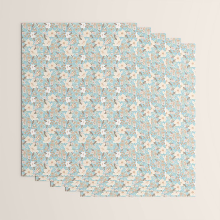 Ditsy Marker Florals - Turquoise Wrapping Paper Gallery Image 3