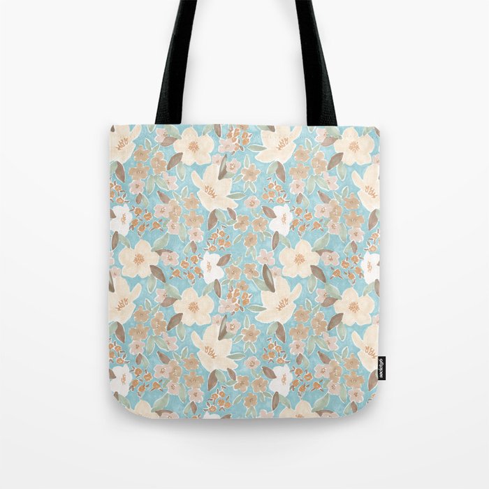 Ditsy Marker Florals - Turquoise Tote Bag Gallery Image 1