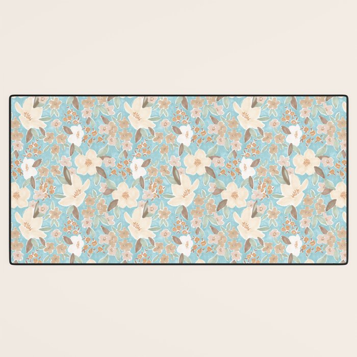 Ditsy Marker Florals - Turquoise Desk Mat Gallery Image 3