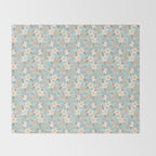 Ditsy Marker Florals - Turquoise Throw Blanket Gallery Image 2