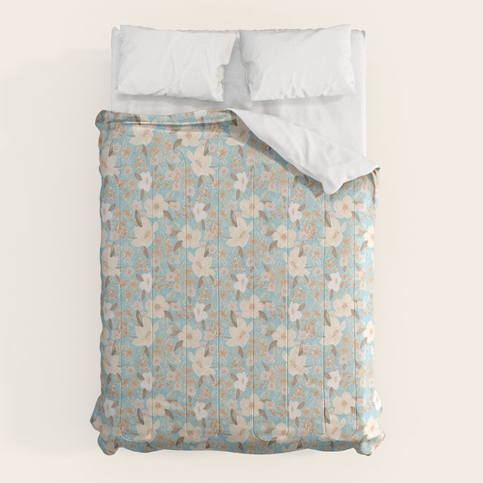 Ditsy Marker Florals - Turquoise Comforter Gallery Image 6