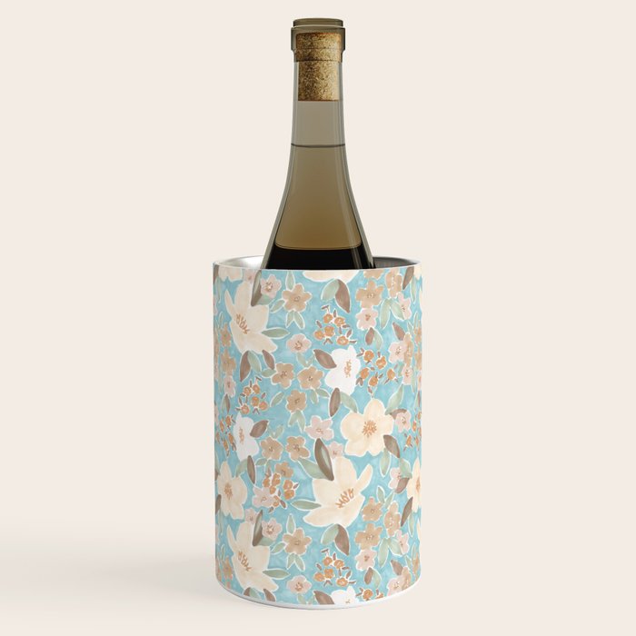 Ditsy Marker Florals - Turquoise Wine Chiller Gallery Image 1