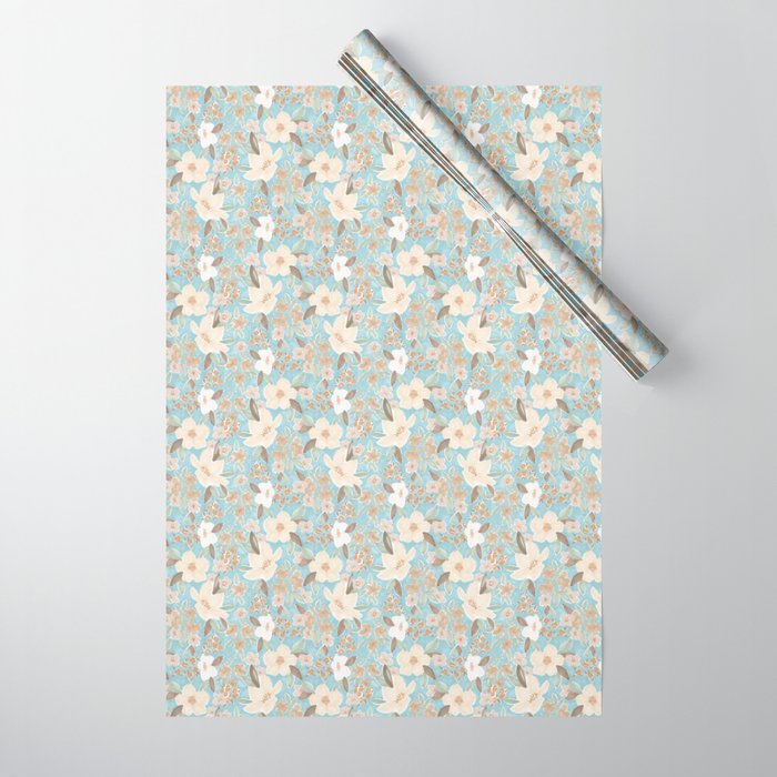 Ditsy Marker Florals - Turquoise Wrapping Paper Gallery Image 1