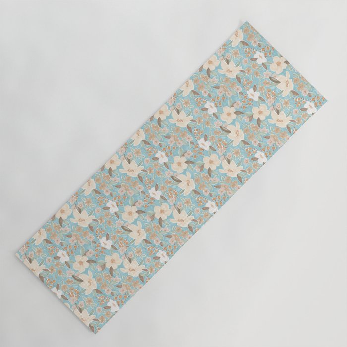 Ditsy Marker Florals - Turquoise Yoga Mat Gallery Image 1