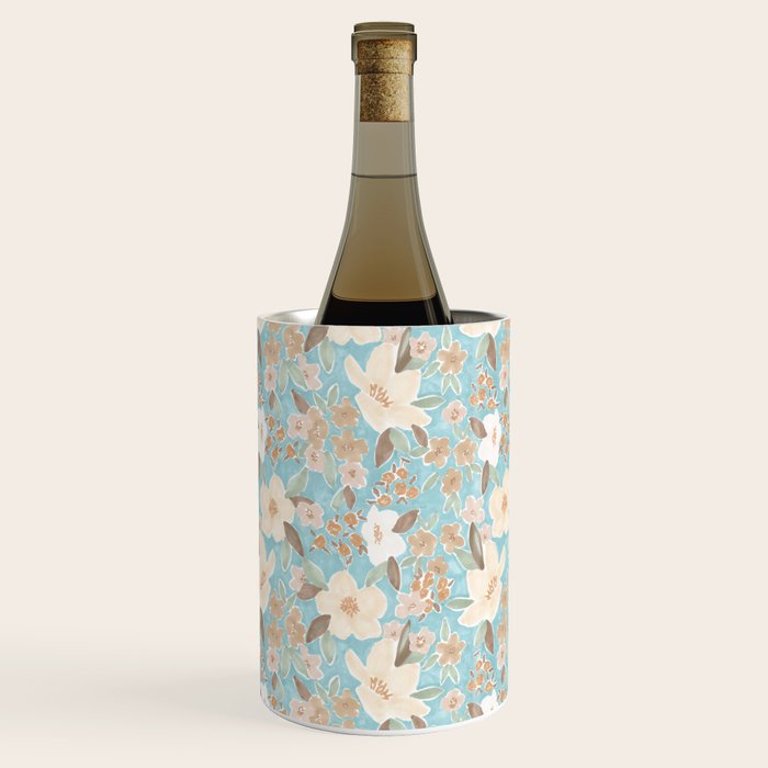 Ditsy Marker Florals - Turquoise Wine Chiller Gallery Image 3