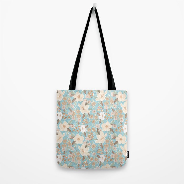 Ditsy Marker Florals - Turquoise Tote Bag Gallery Image 2