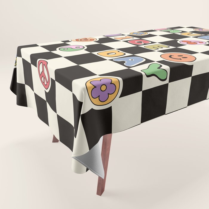 Have A Nice Day. Y2k Stickers, Black & White Checker Tablecloth Gallery Image 1