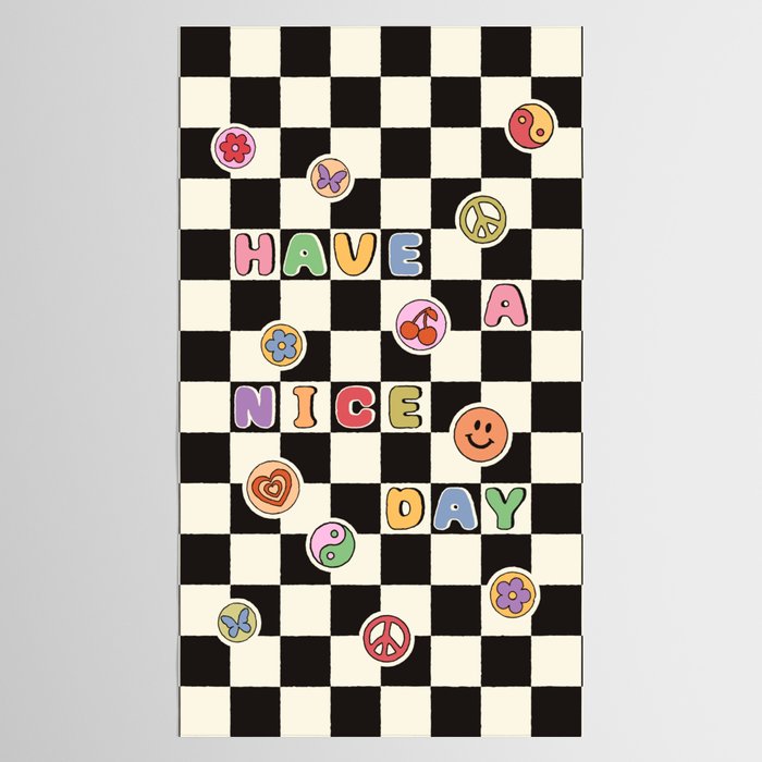 Have A Nice Day. Y2k Stickers, Black & White Checker Tablecloth Gallery Image 2