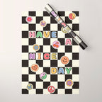 Have A Nice Day. Y2k Stickers, Black & White Checker Wrapping Paper Gallery Image 1