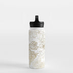 Elegant modern white faux gold marble floral Water Bottle Gallery Image 2
