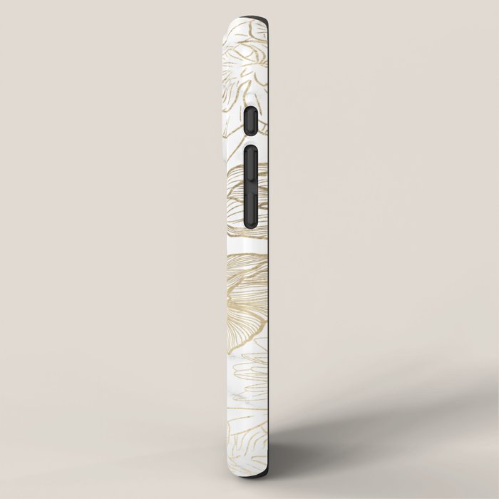 Elegant modern white faux gold marble floral iPhone Case Gallery Image 2