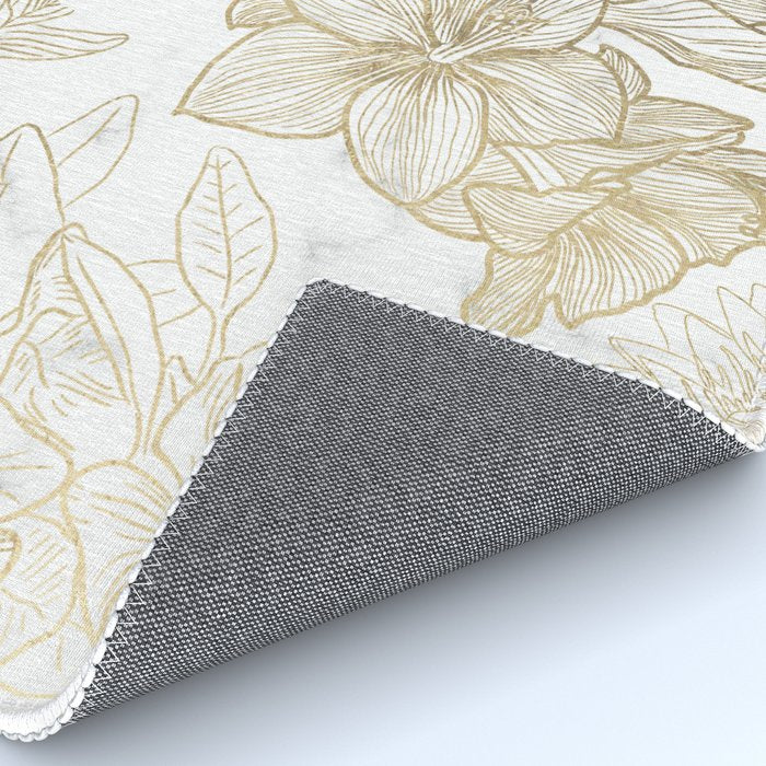 Elegant modern white faux gold marble floral Rug Gallery Image 4
