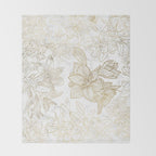 Elegant modern white faux gold marble floral Throw Blanket Gallery Image 2