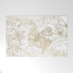 Elegant modern white faux gold marble floral Welcome Mat Gallery Image 1