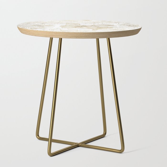 Elegant modern white faux gold marble floral Side Table Gallery Image 1