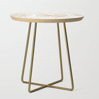 Elegant modern white faux gold marble floral Side Table Gallery Image 1
